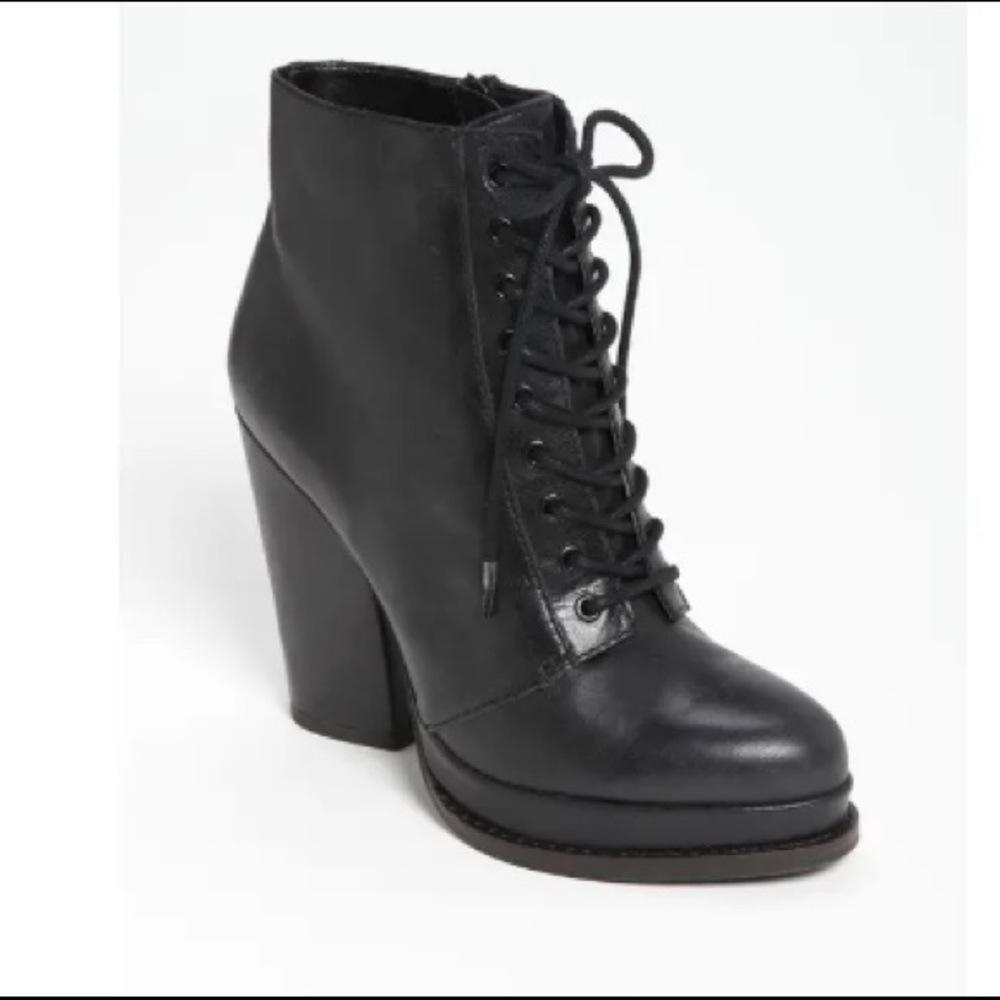 Seychelles Heeled Lace Up Combat Boots Black